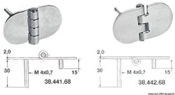 Charnière inox avec goujons renversé 68,5x38,5 mm 
